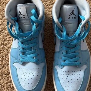 Women’s Air Jordan 1’s Nike Light Blue and White High-Top Sneakers